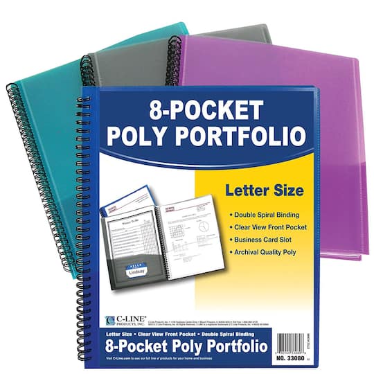 6 Packs: 6 ct. (36 total) C-Line&#xAE; 8-Pocket Spiral-Bound Poly Portfolios